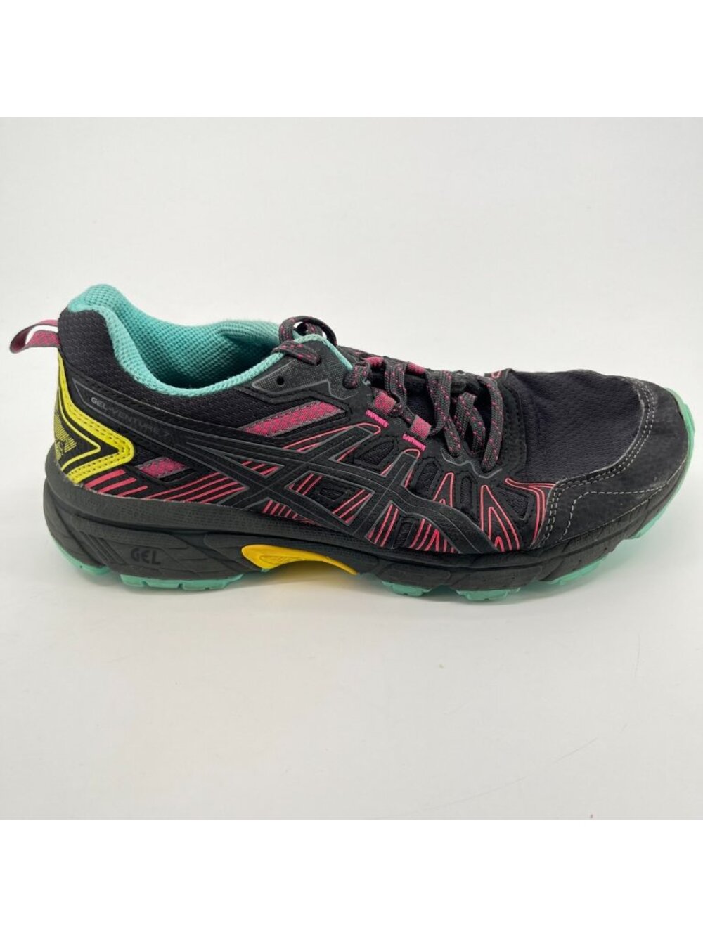 Asics Gel Venture 7 Womens Size 8 Black Pink Athletic Running Shoes Sneakers